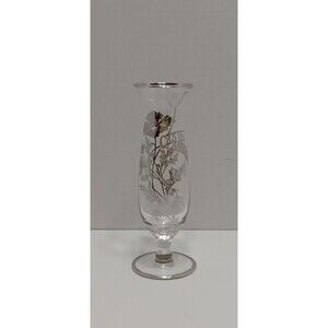 Vintage 25th Anniversary Silver Rim Vase – Etched Floral Commemorative Glass